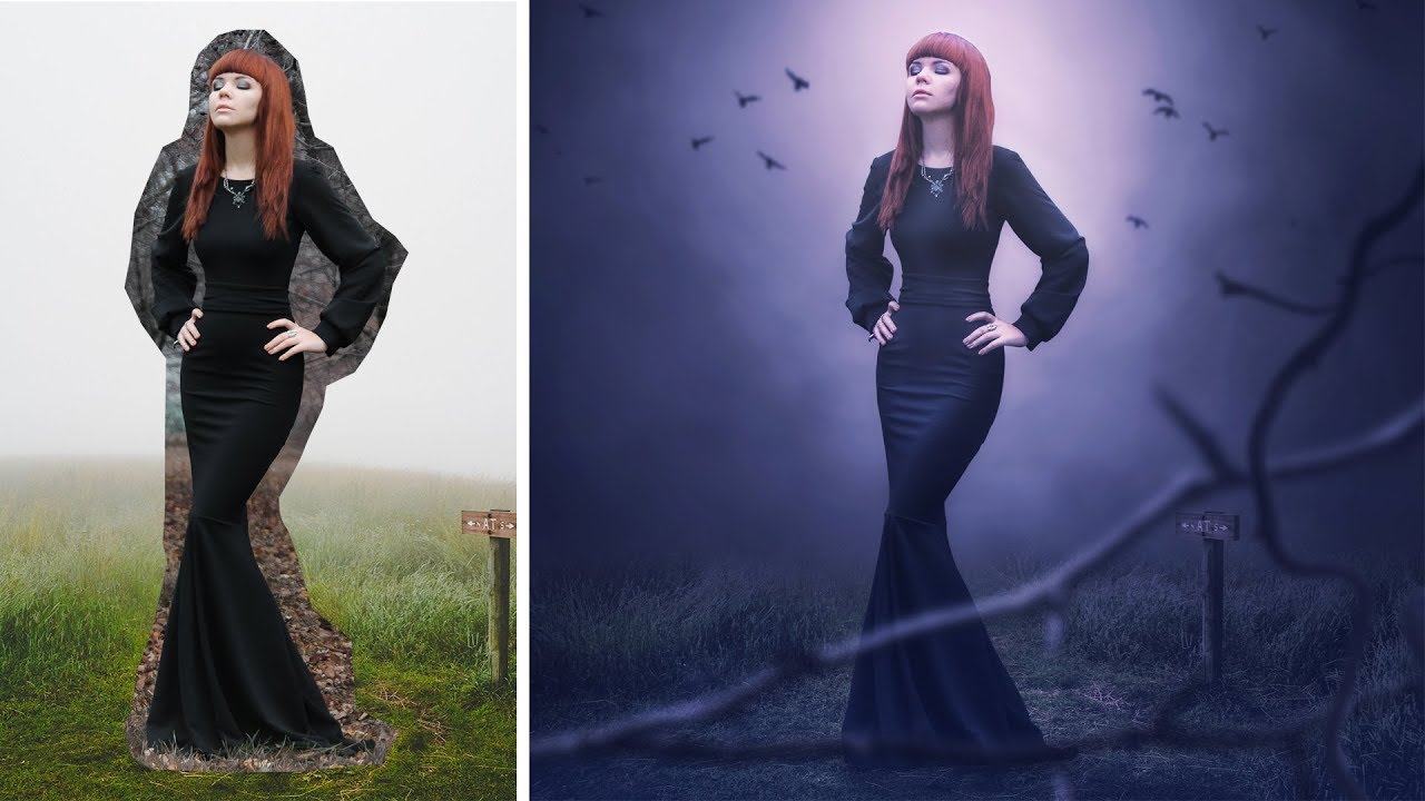 Change Background and Mixing Color Grading Photoshop Tutorial
