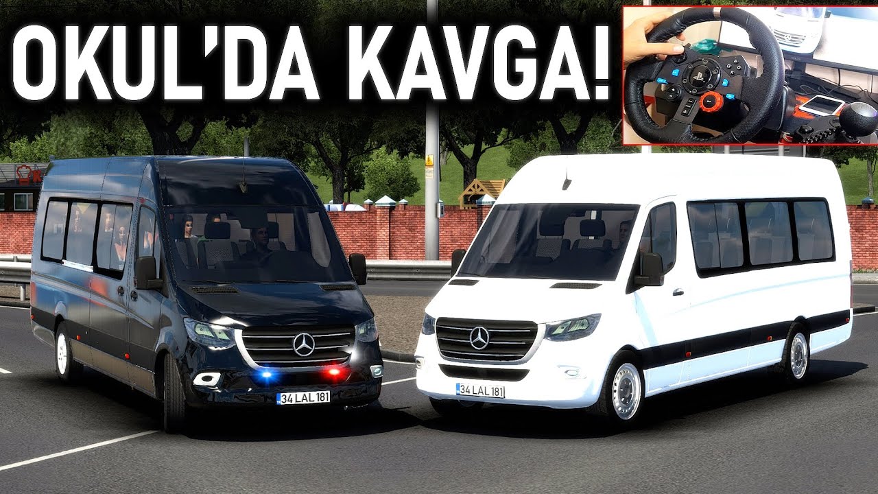 OKUL MİNİBÜSÜ YOL KAVGASI ! ÇAKARLI MİNİBÜS ETS 2 MOD Logitech G29