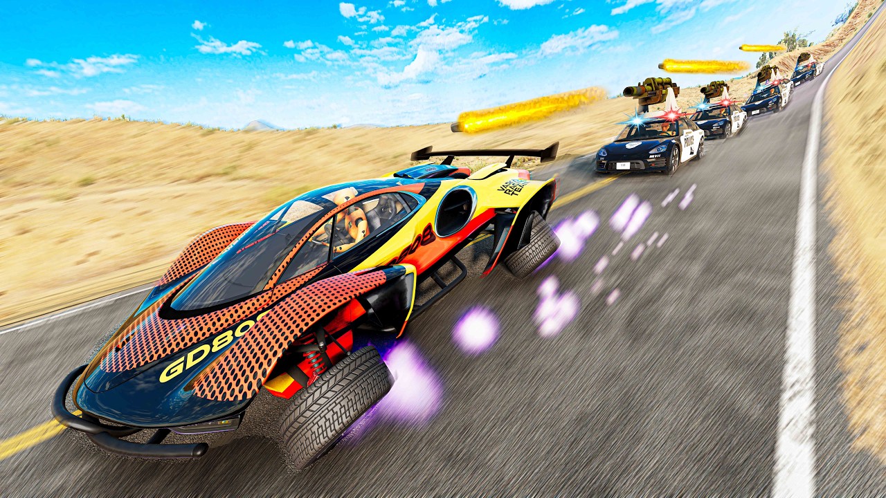 Fast Mountain Chase: More Cops & Stronger Weapons - Beamng drive