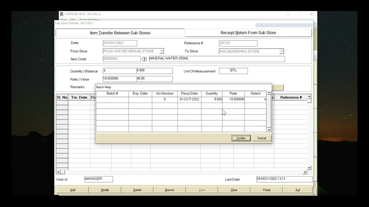 How to Transfer Items from One Sub Store to another Sub Store in IDS 6.5 and 7.0 Software