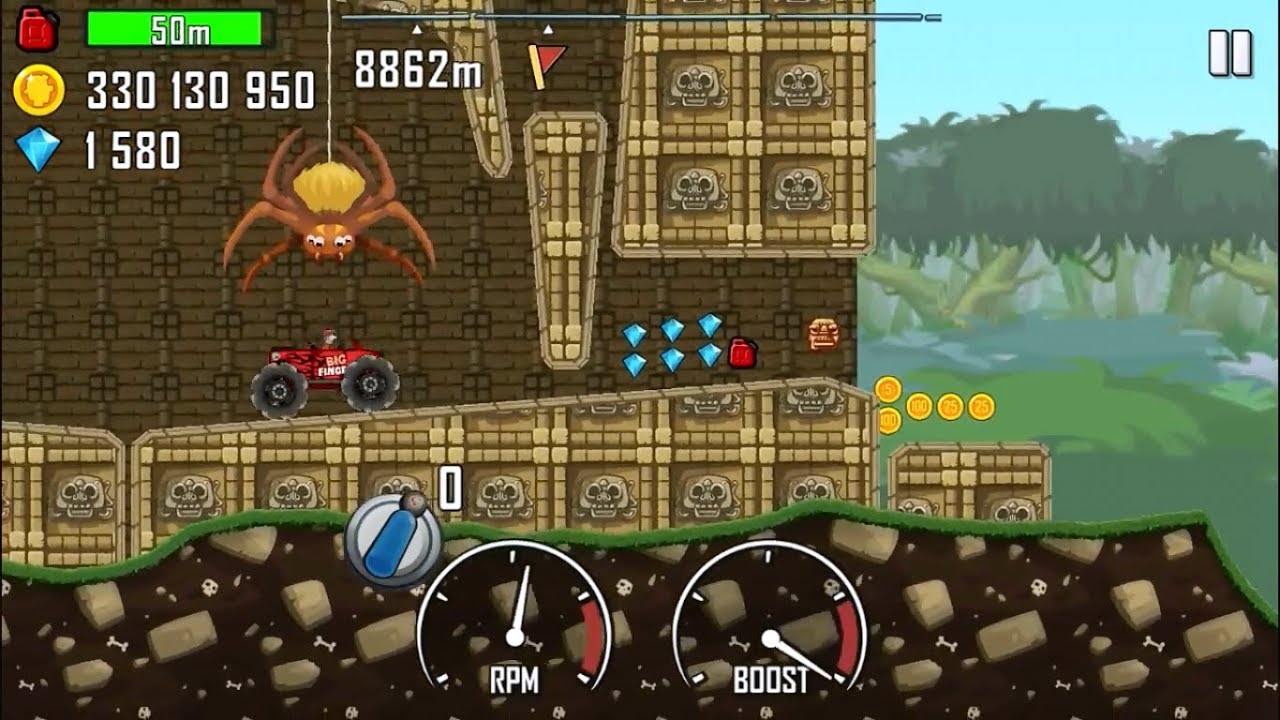 Hill Climb Racing ➨ Update 1.36.0 ➨ Jungle + Big Finger 8862m.