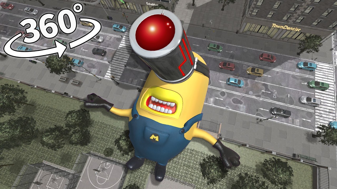 Mega Minions Mel appear in the city! 360&deg; VR