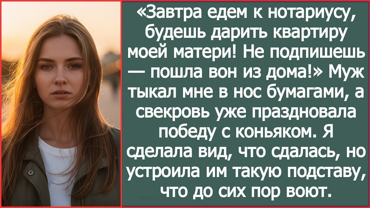 «Завтра едем к нотариусу, будешь дарить квартиру моей матери!» Заявил муж