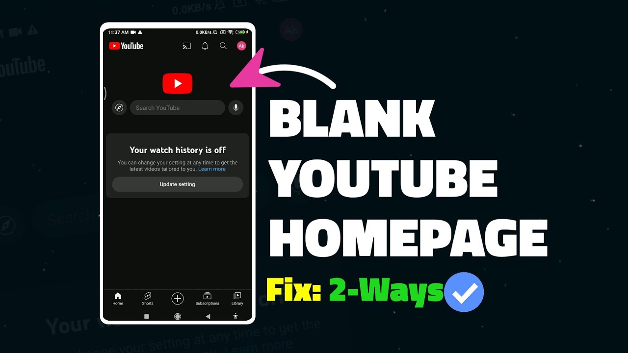 Fix  Blank YouTube Homepage | Video Not showing In YouTube Homepage #youtubehomepage