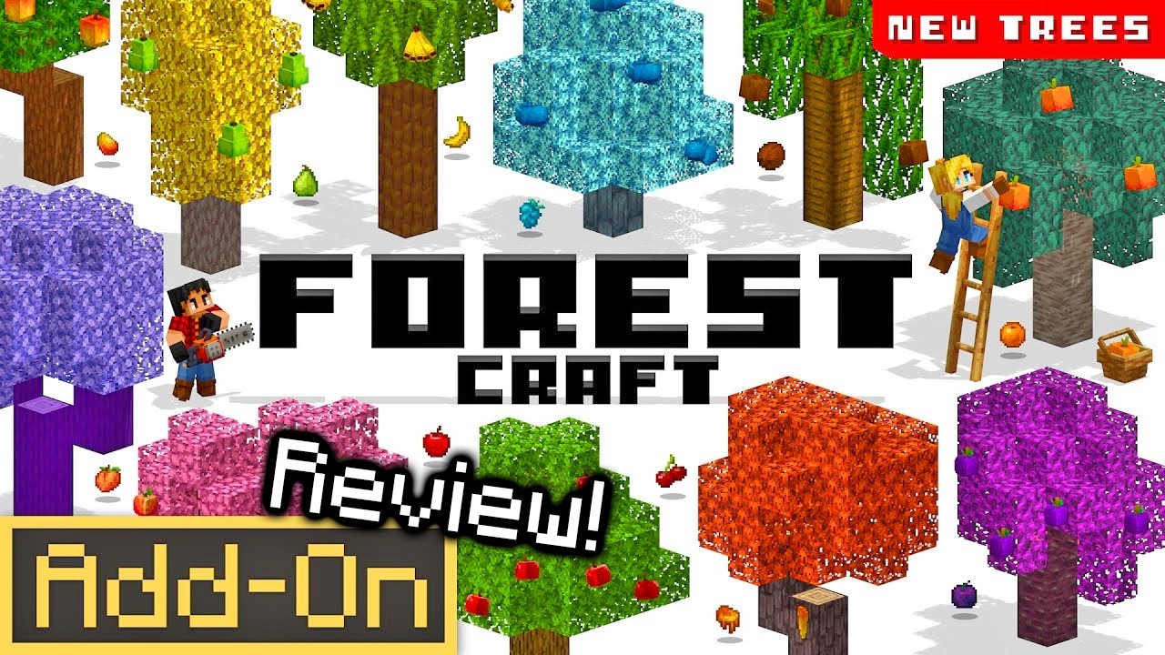 FOREST CRAFT ADDON добавляет 17 НОВЫХ деревьев в подробный обзор Minecraft Survival!