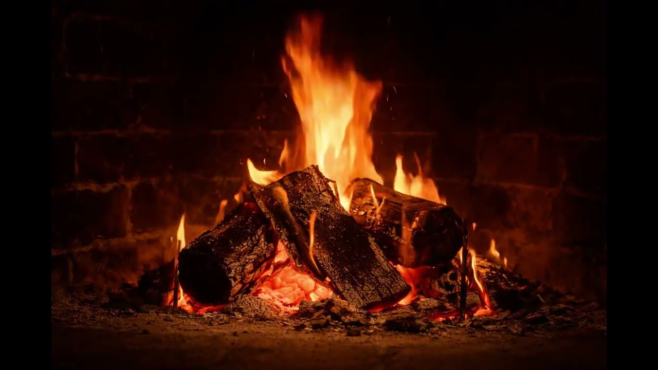 🔥 Fireplace Ambience (24/7 NO Music). Fireplace with Calming Burning Logs and Crackling Fire Sound
