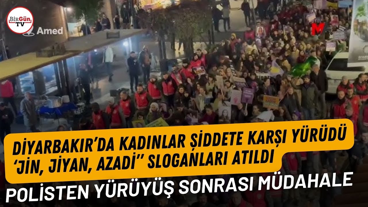 Diyarbakır’da kadınlar şiddete karşı yürüdü: Polisten yürüyüş sonrası müdahale...