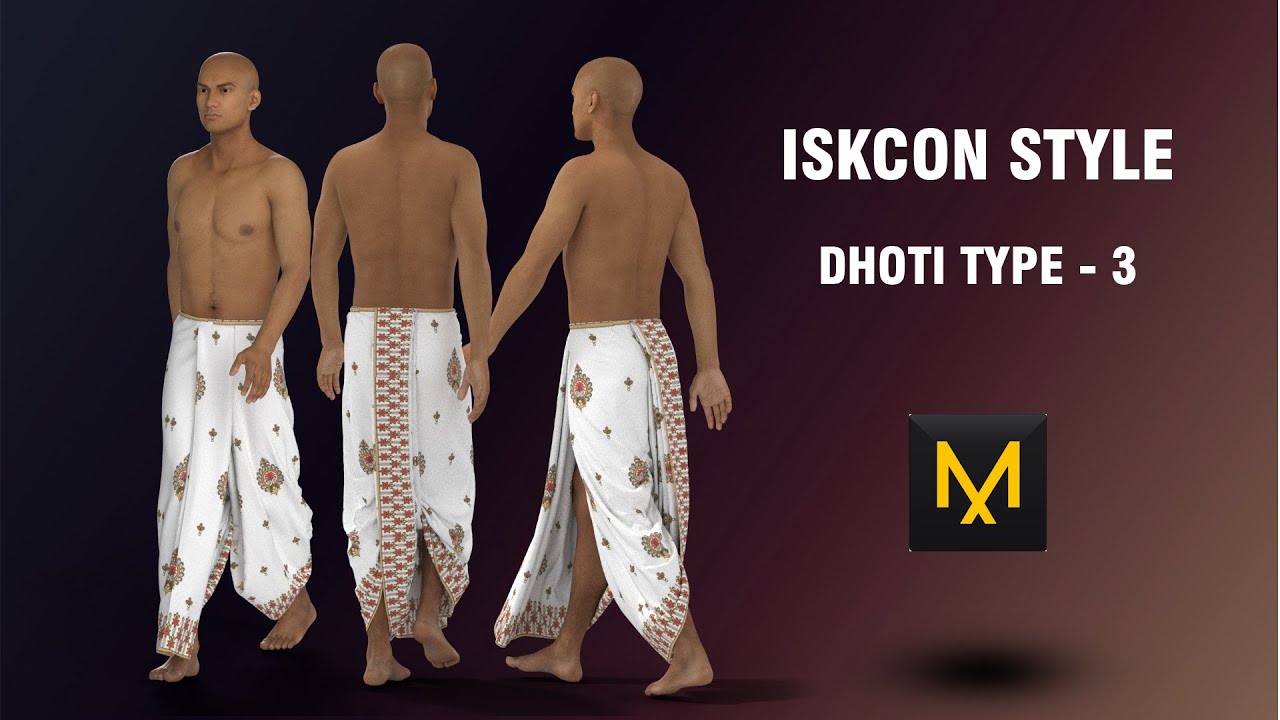 ISKCON STYLE 3D DHOTI TYPE -3 || MARVELOUS DESIGNER FULL TUTORIAL #dhotistyle