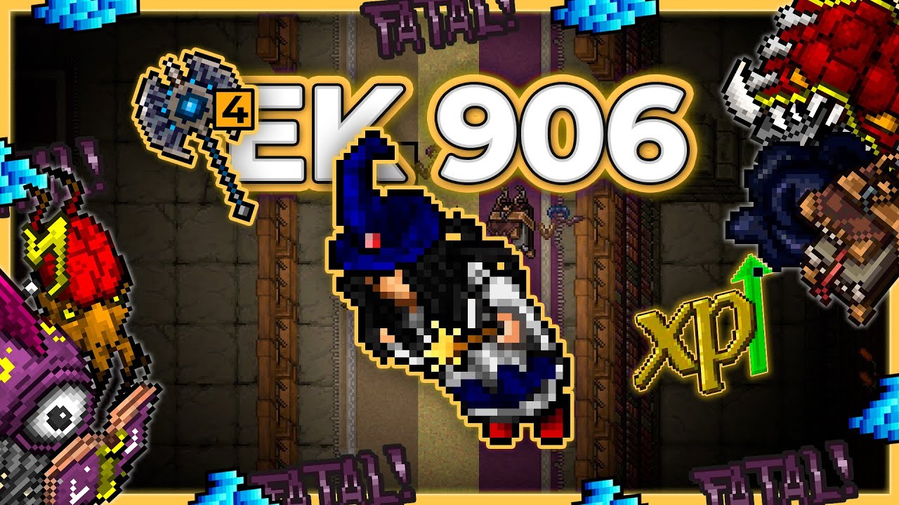 EK 906 Hunt x4 Secret Library Fire Section 12kk/h Raw + 4.8kk Profit - Tibia Hunt [14.12] #tibia