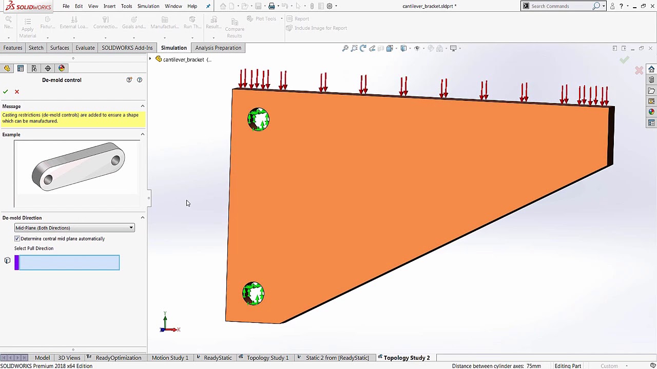 SOLIDWORKS Simulation — Оптимизация топологии
