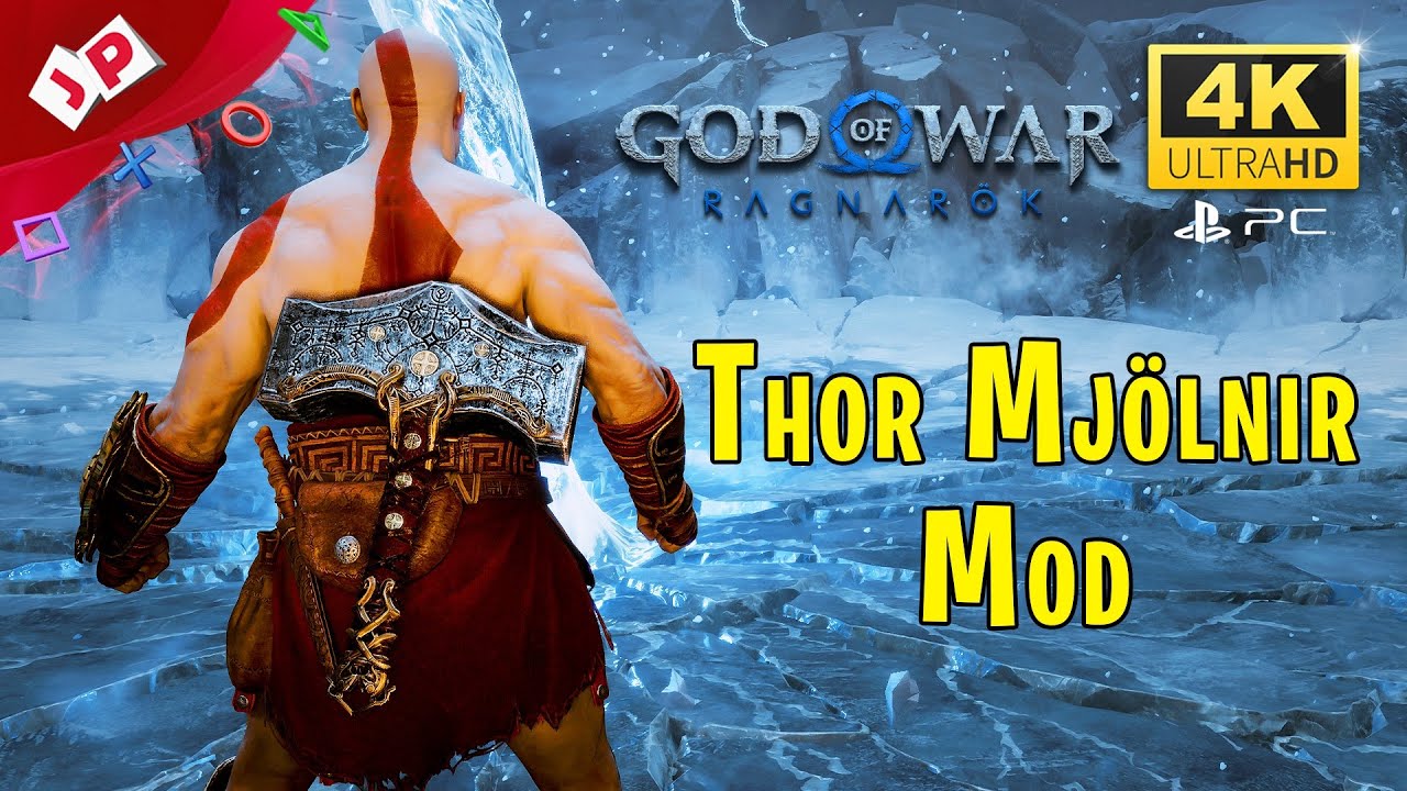 Кратос поднимает Тора Мьёльнира God of War Ragnarok Мод для ПК Геймплей