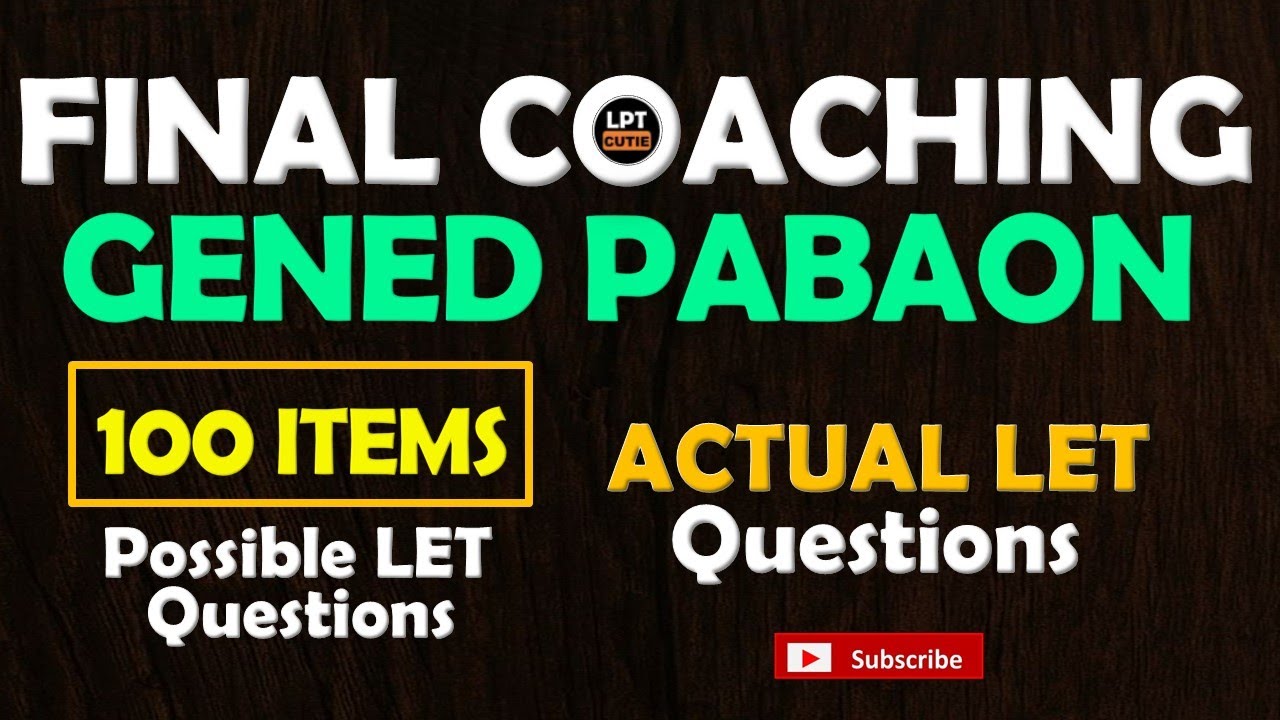 HULING PABAON | GENED BLESSINGS 100 ITEMS ACTUAL LET QUESTIONS| March 23, 2025 LET