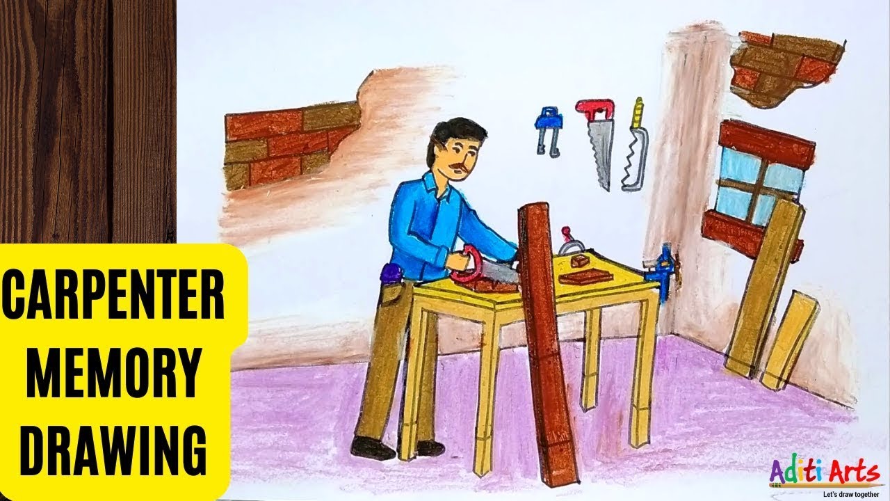 How to draw Carpenter | Carpenter Memory Drawing | Carpenter Drawing Easy