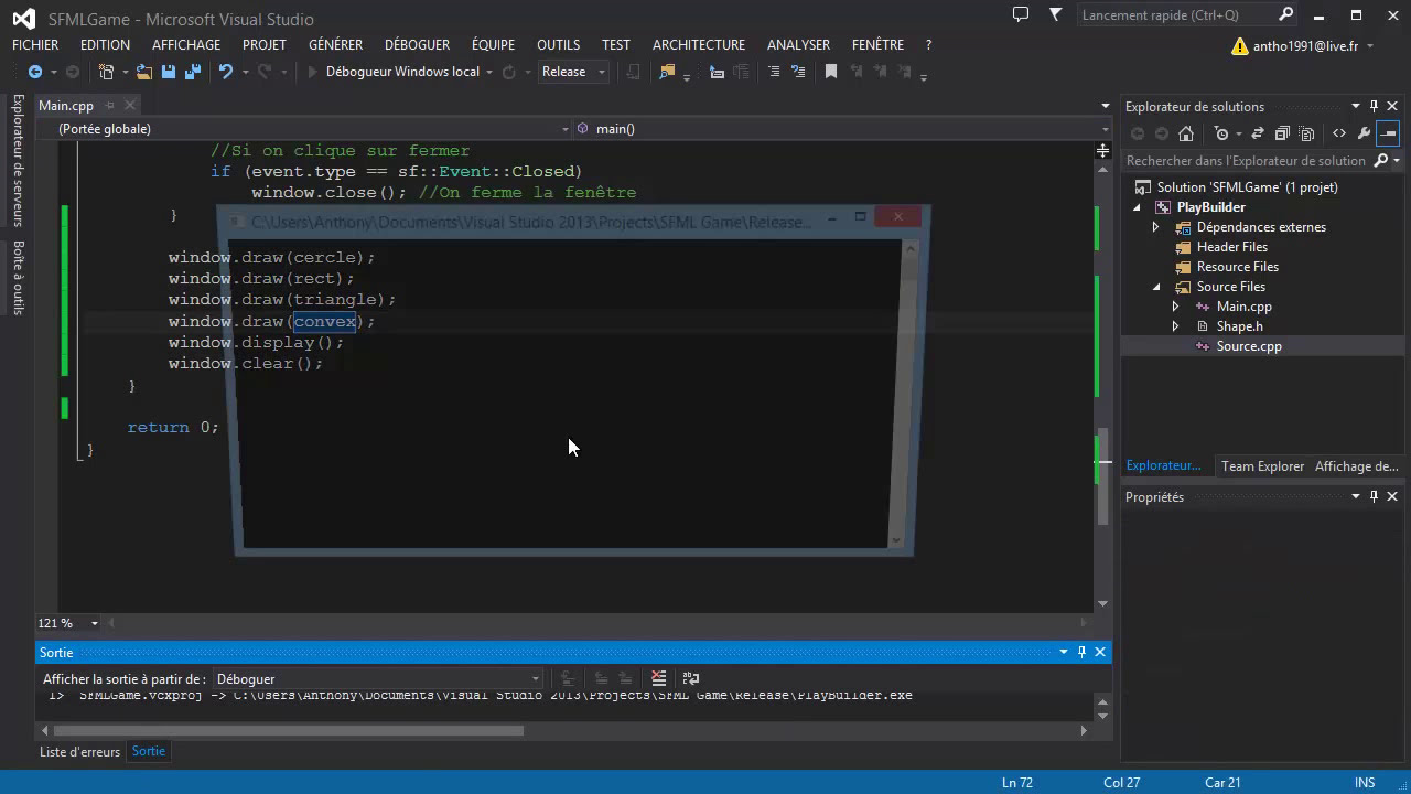 Programmer des jeux C++ / SFML - Tuto 3 - Dessiner dees formes
