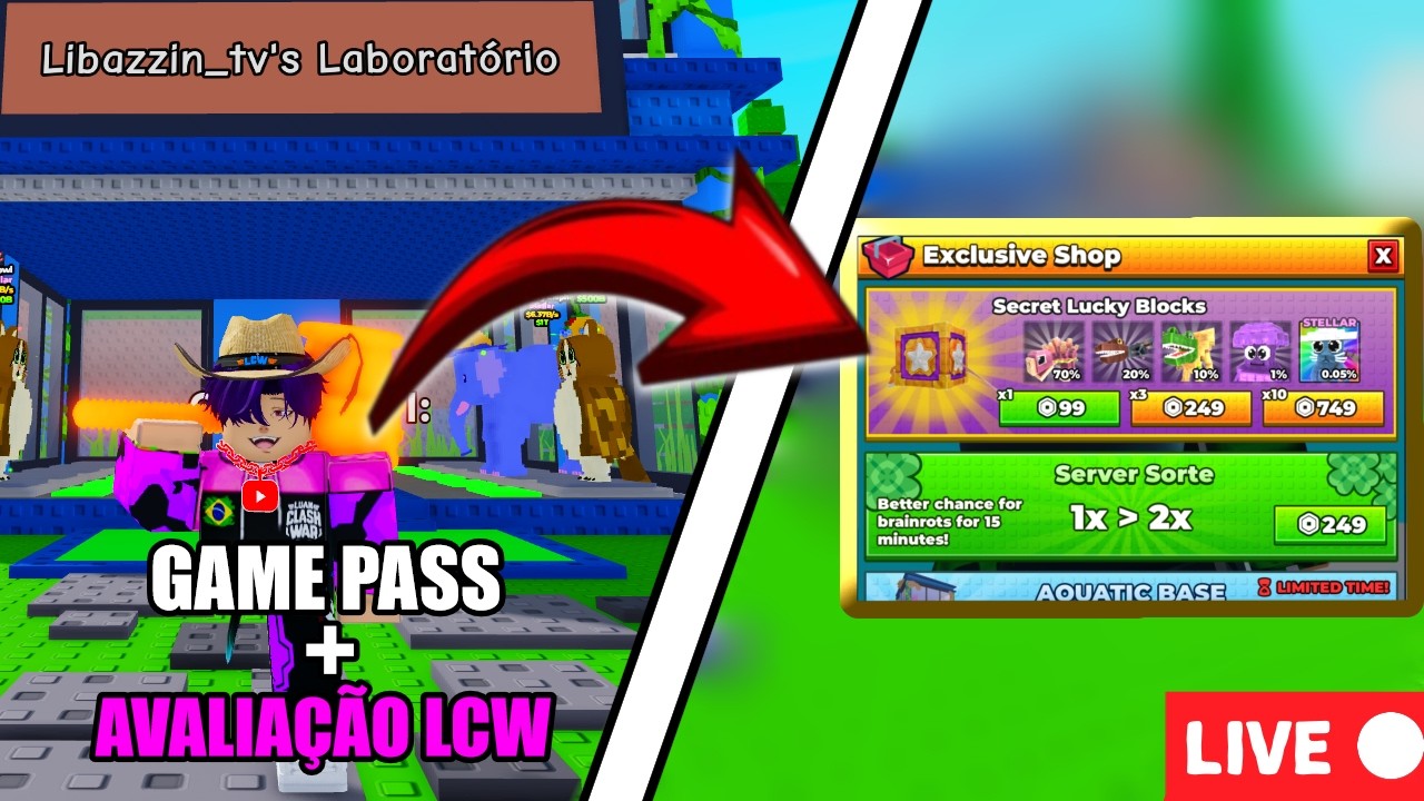 🔴 AO VIVO: DOANDO MUITO ROBUX AGORA 😇🔥 (LABORATÓRIO BRAINROT) + AVALIAÇÕES LCW