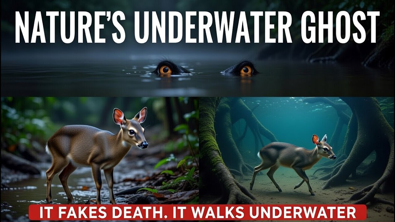 This “water chevrotain” Dives Like a Crocodile… (You’ve Never Seen This Before) #waterchevrotain