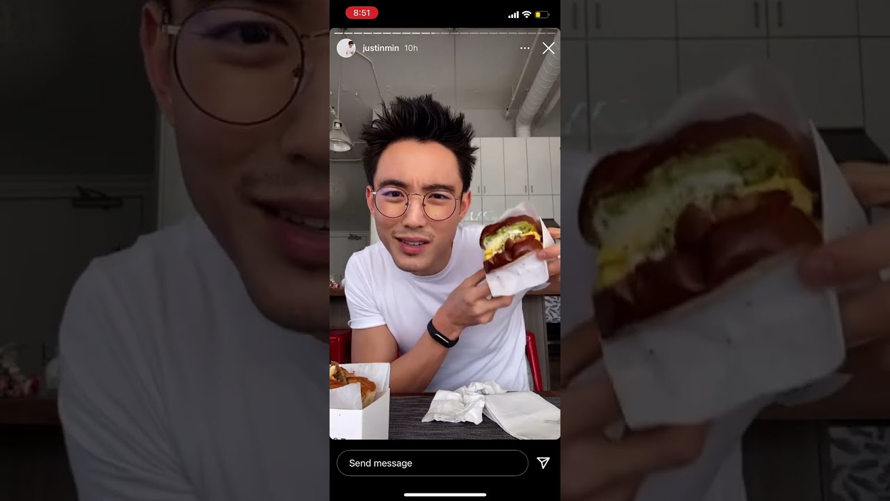 Justin Min talking about egg sandwiches