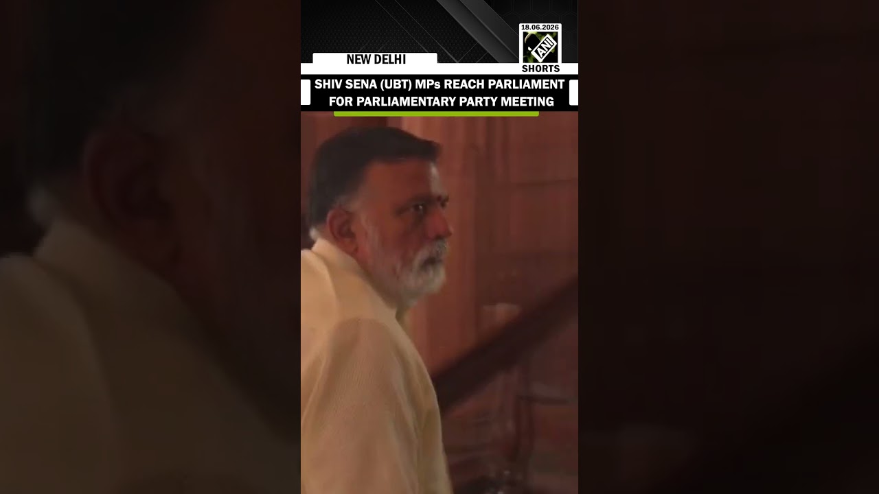 Shiv Sena (UBT) MPs Sanjay Raut, Arvind Sawant, Rajabhau Waje arrive for Parliamentary party meeting