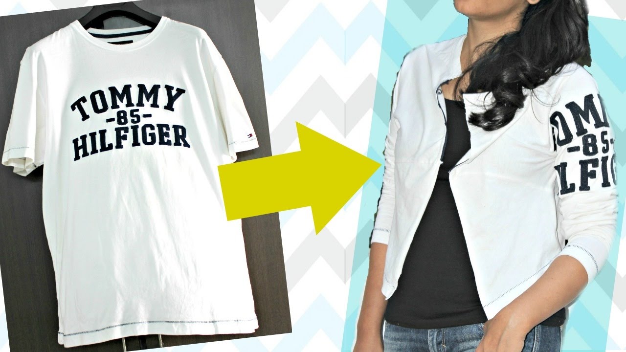 DIY Convert Old T-shirt Into Smart , Casual Jacket