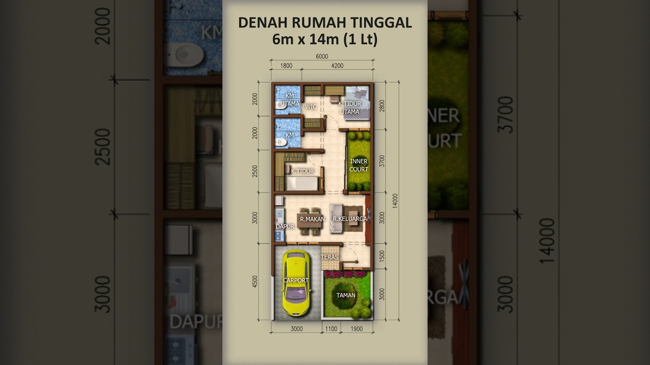 Denah Rumah 6x14 | Layout Denah Paling Efektif 