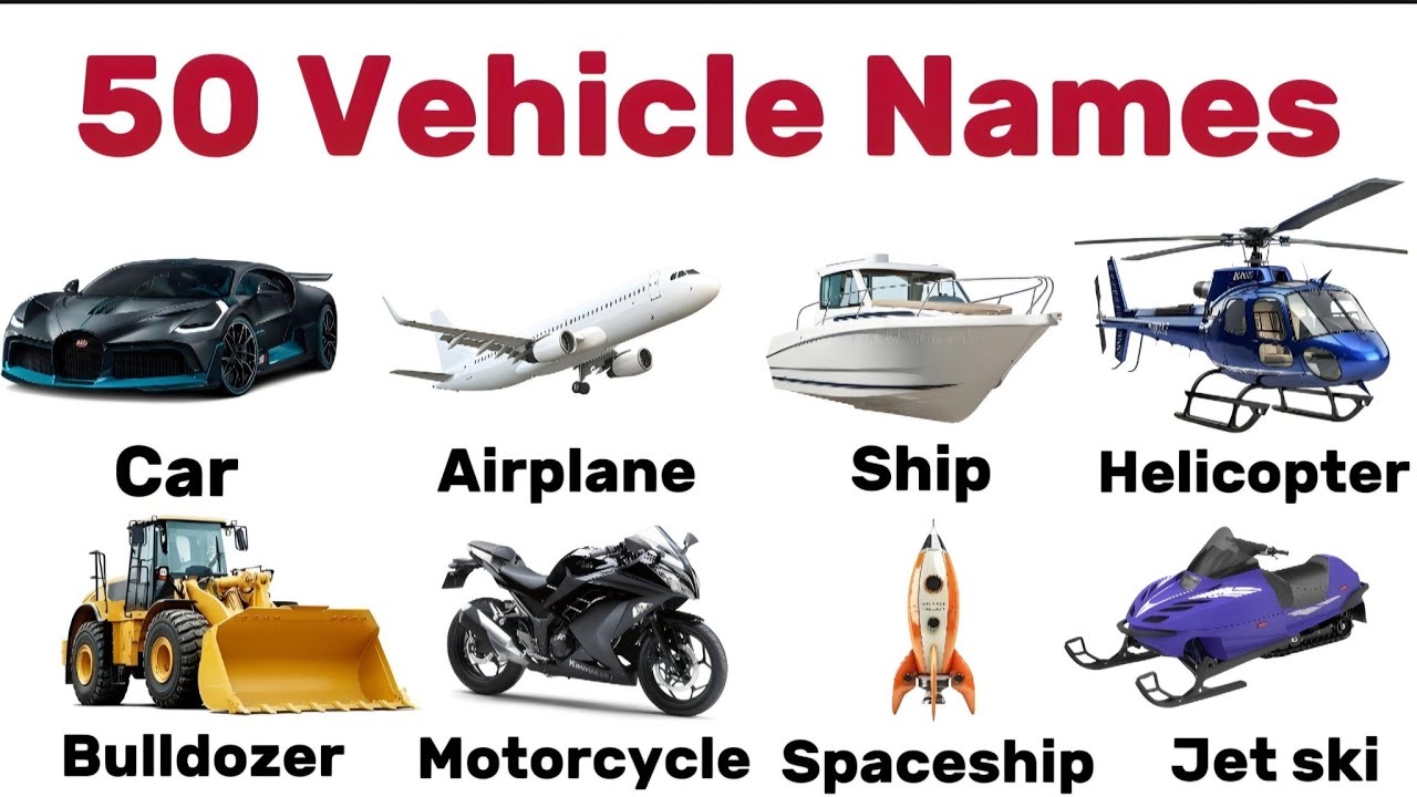 50 Vehicle Names in English | Types of Vehicles & Modes of Transport | English Vocabulary