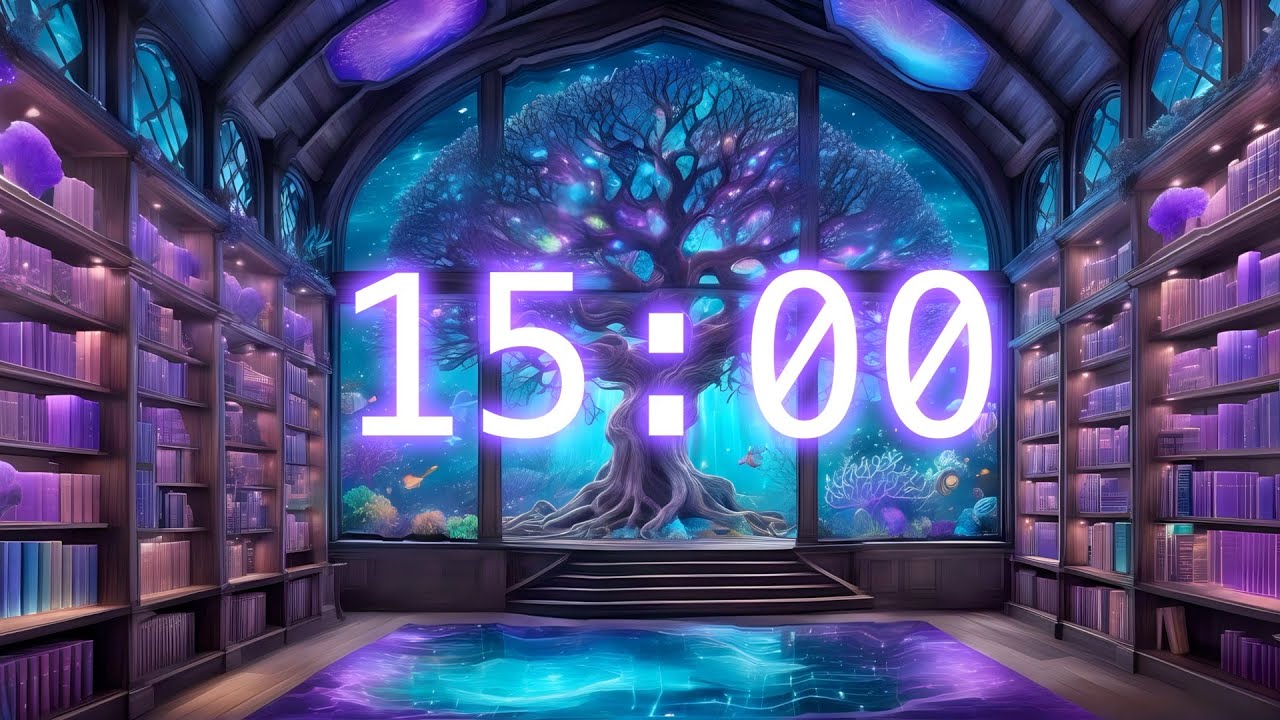 15 Minute Celestial Library Study Timer 🌌📚 | Portal Transition Focus Ambience