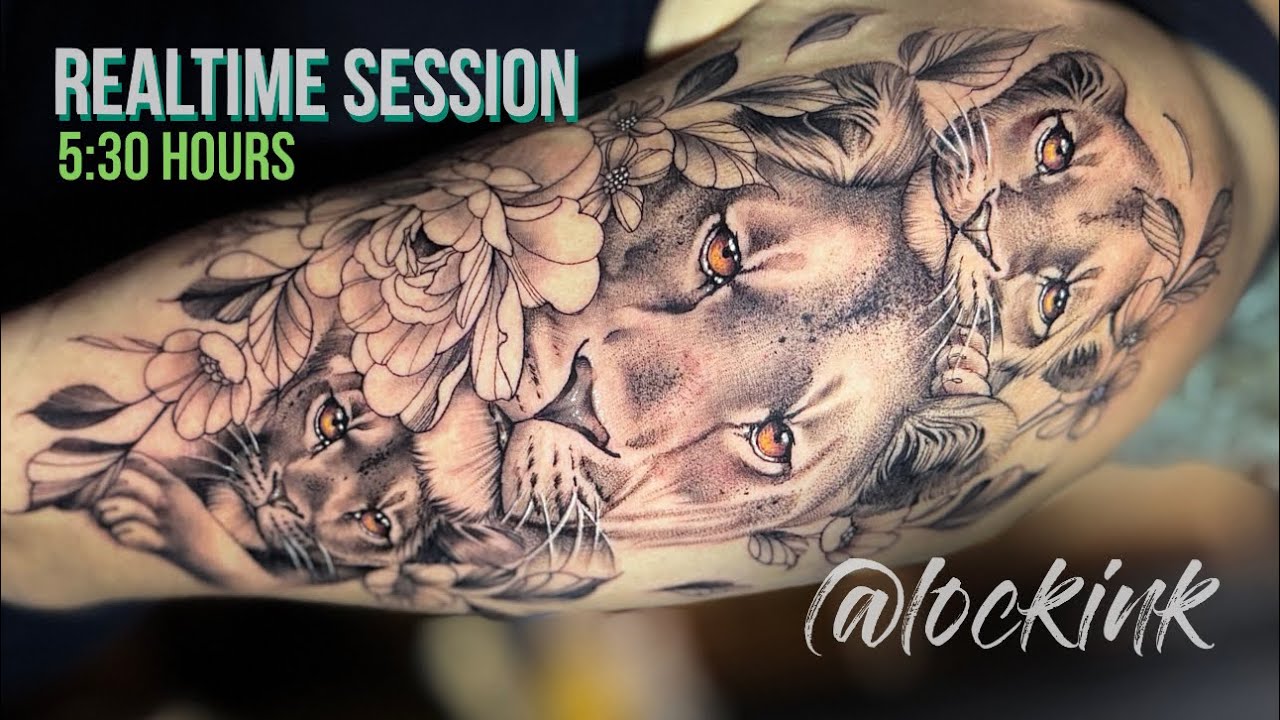 FECHAMENTO OMBRO - LEOA REALISTA EM HOMENAGEM AOS FILHOS - TATUANDO EM TEMPO REAL - LOCKINK