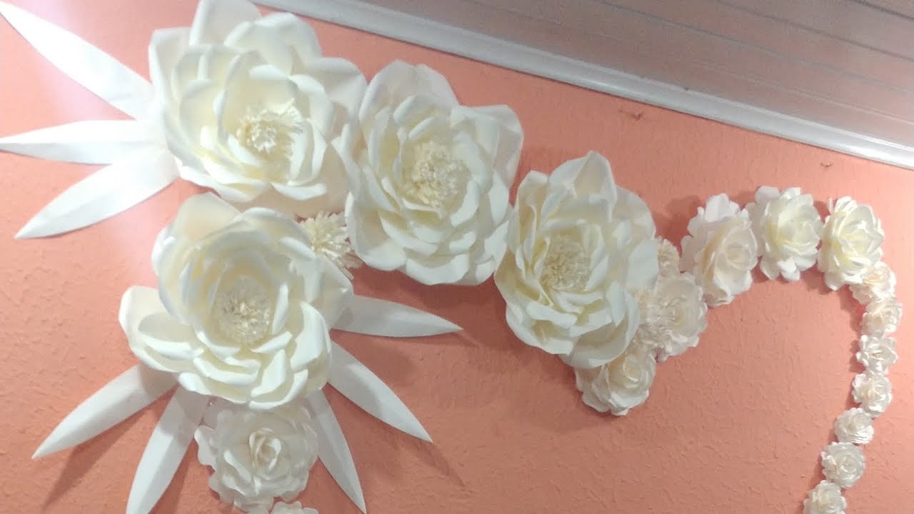 Aula 185 - Flores Gigantes em papel chamequinho marfim!!!