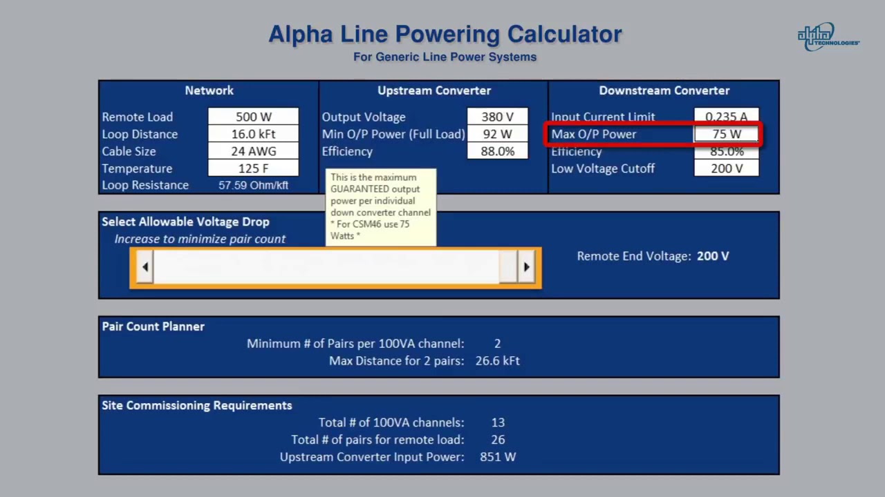Alpha Technologies Line Power Calculator