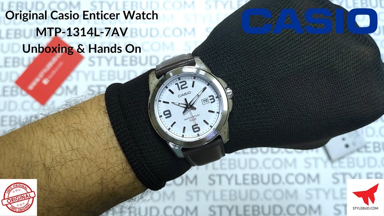 WW0461 Casio Enticer Leather Belt Watch MTP-1314L-7AV Unboxing & Hands On