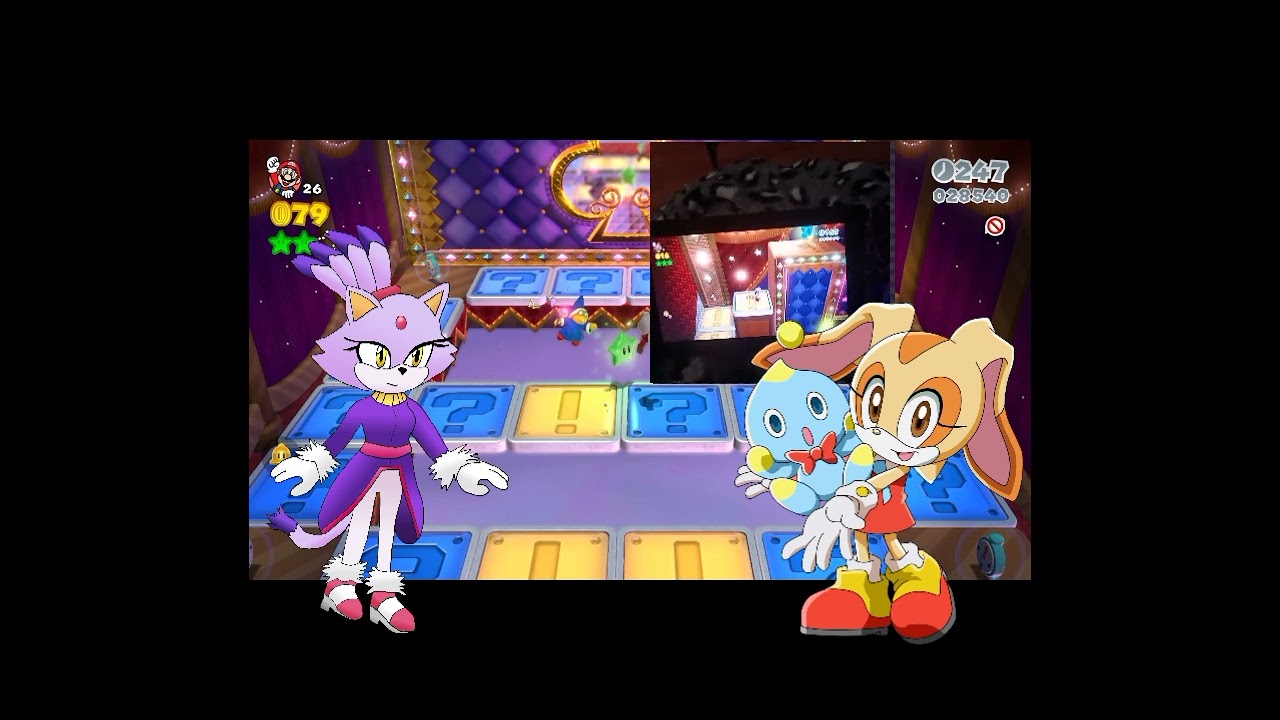 Blaze the cat and Cream the rabbit play Super Mario 3D World (1-5) Switch Scramble Circus🎪