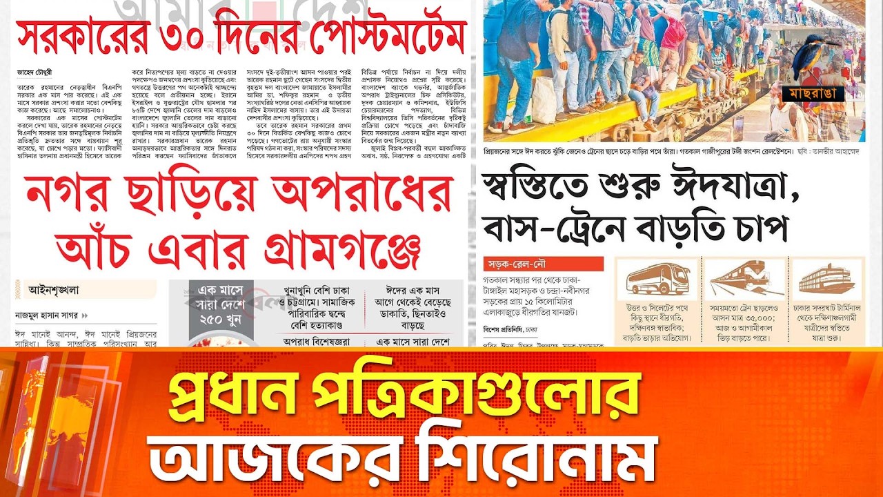 প্রধান পত্রিকাগুলোর আজকের শিরোনাম। ১৮.০৩.২০২৬ | Maasranga News