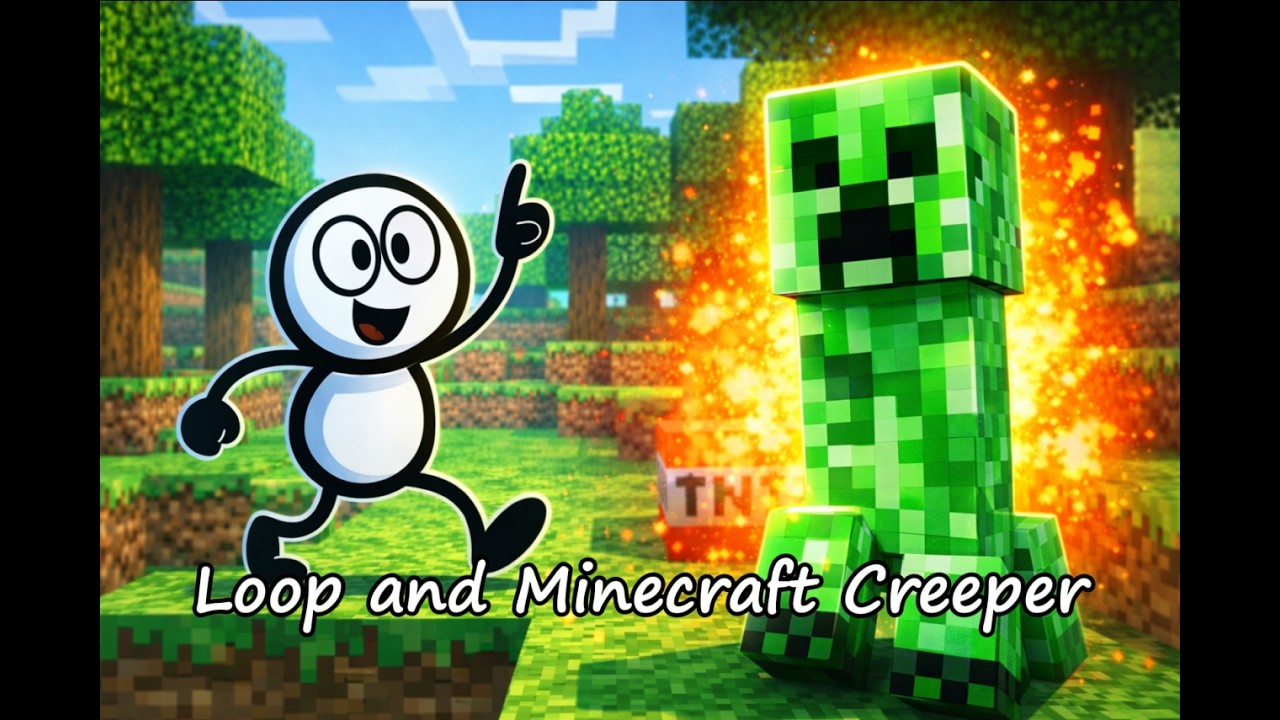 Loopik and 20 Jokes with a Minecraft Creeper