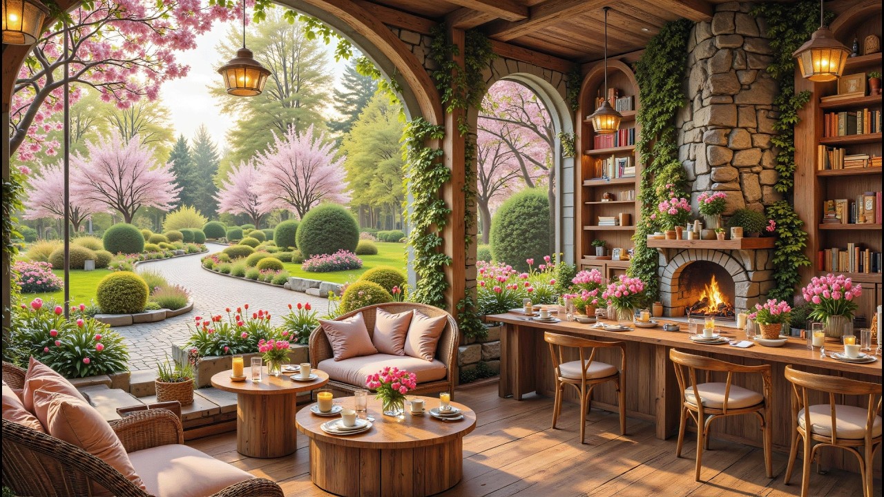 Peaceful Garden Café Jazz 🌸 Soft Smooth Jazz Background Music