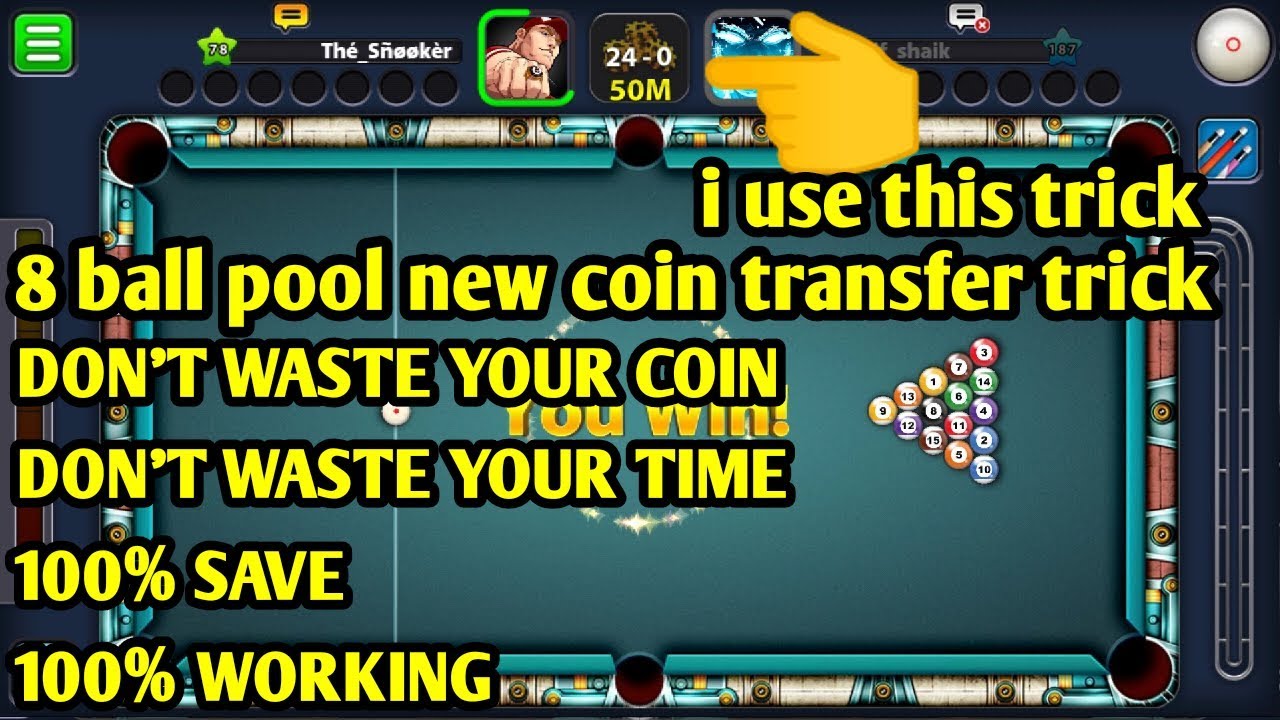 8 ball pool new coin transfer trick // FUNNY 8BP