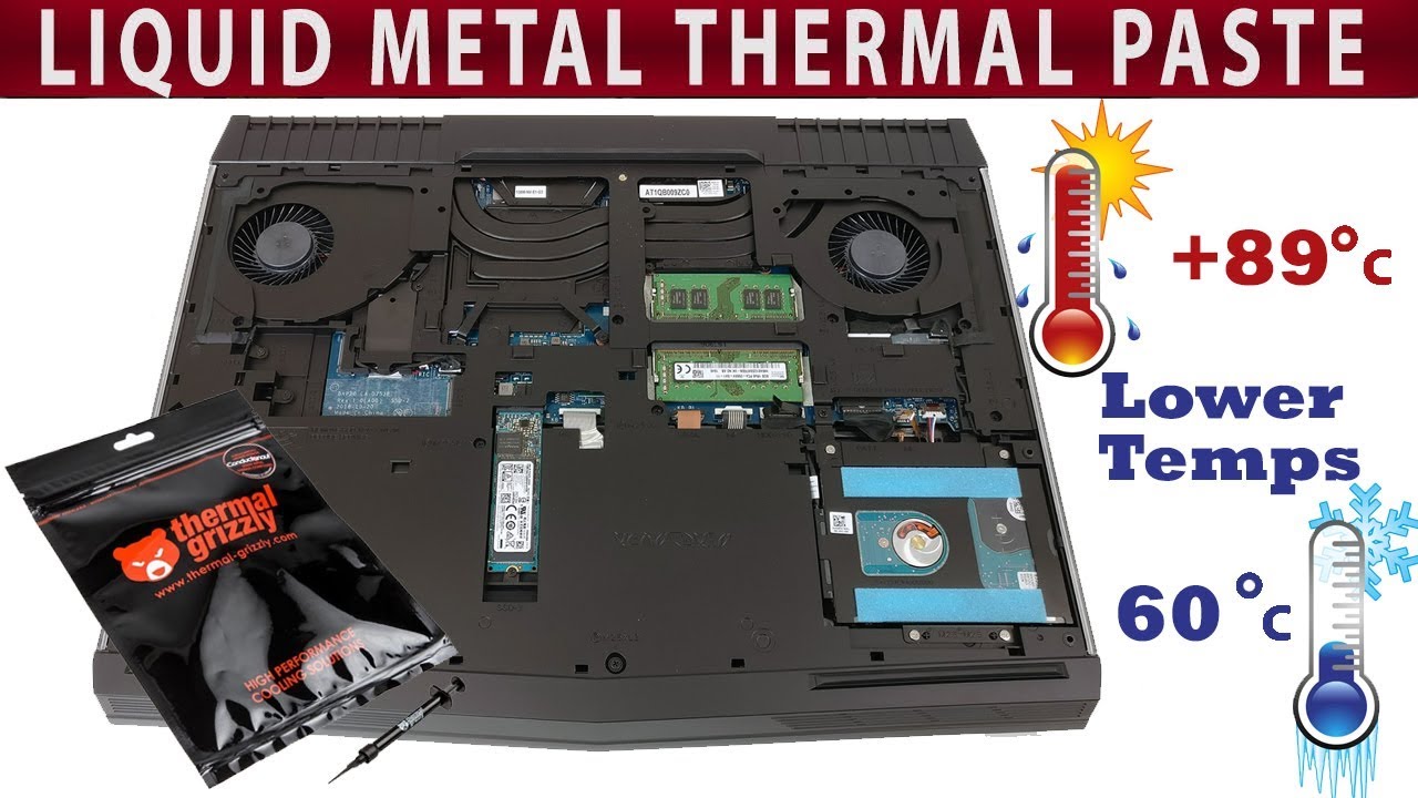 Alienware R4 17 GTX 1070 Disassemble, Thermal Repaste with Grizzly Liquid Metal, TEMPERATURE FIX