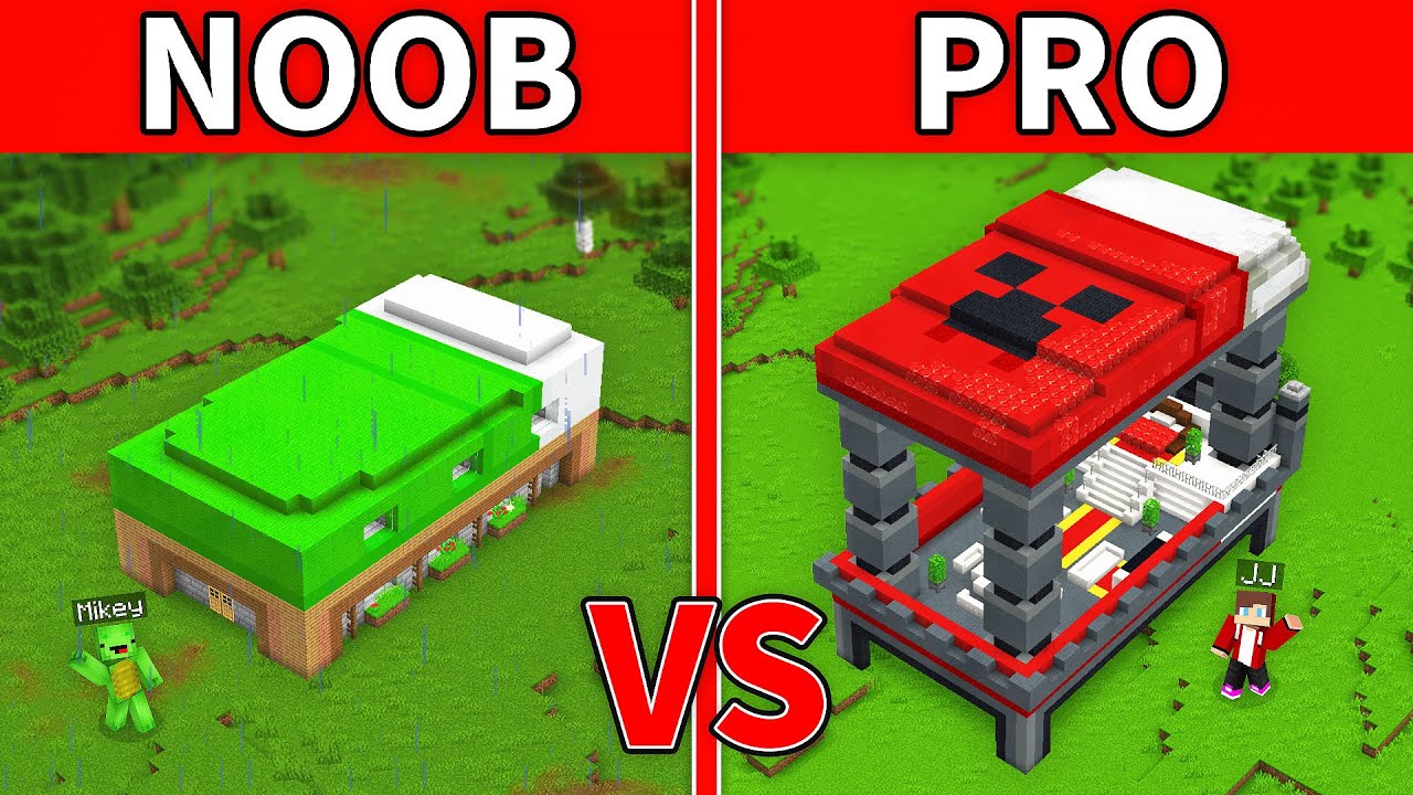 JJ vs Mikey - Noob vs Pro: SECRET BED HOUSE Build Battle in Minecraft - Maizen