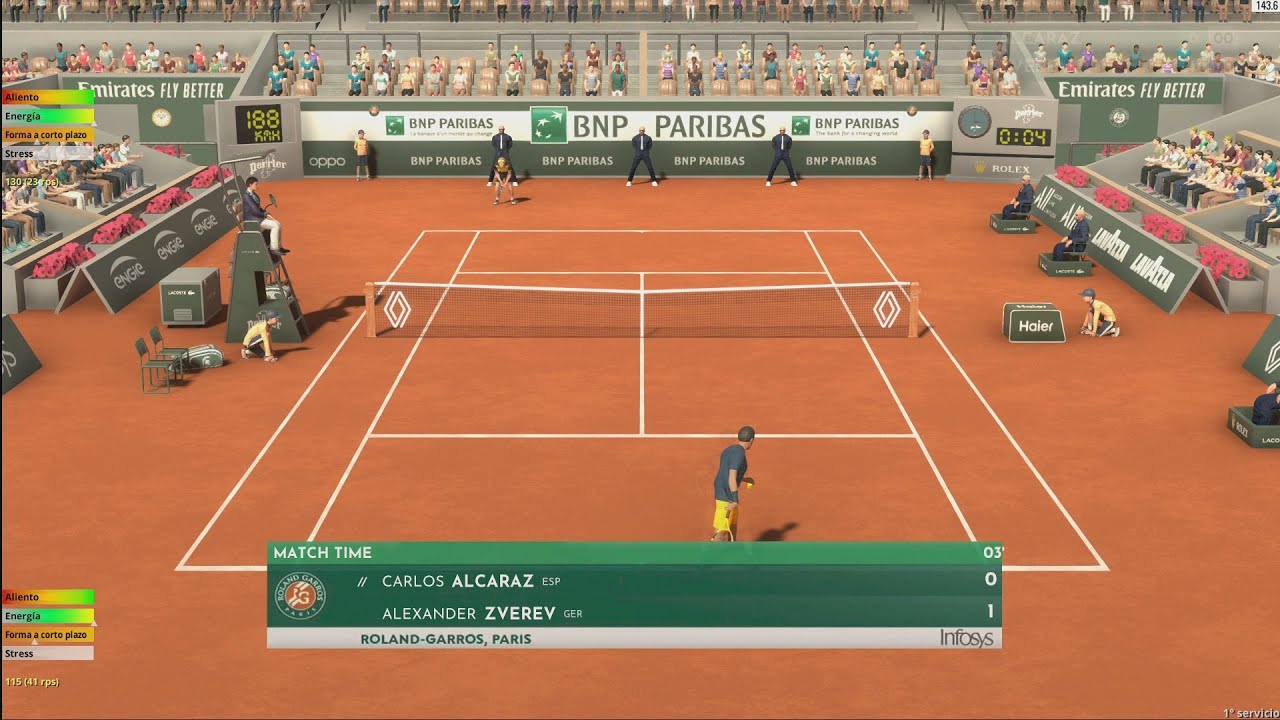 Tennis Elbow 4 | Carlos Alcaraz VS Alexander Zverev | ROLAND GARROS | Gameplay