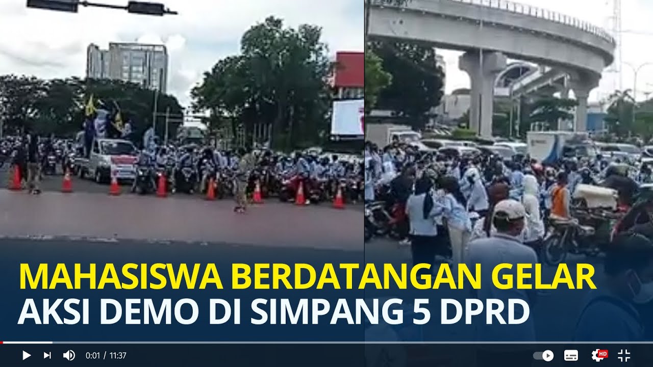 Mahasiswa Berdatangan Gelar Aksi Demo di Simpang 5 Palembang