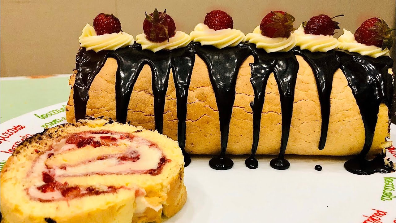 მარწყვის შვეიცარიული რულეტი/Strawberry Swiss Roll