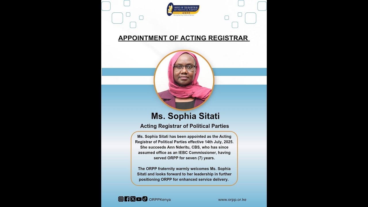 Официальная передача: от регистратора исполняющему обязанности регистратора политических партий