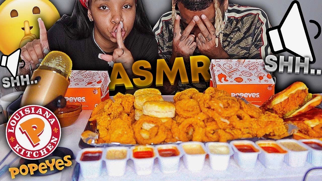 ASMR MOST POPULAR FOOD AT POPEYES (CHICKEN SANDWICH, FRIED CHICKEN, CAJUN FRIES, BISCUITS MUKBANG