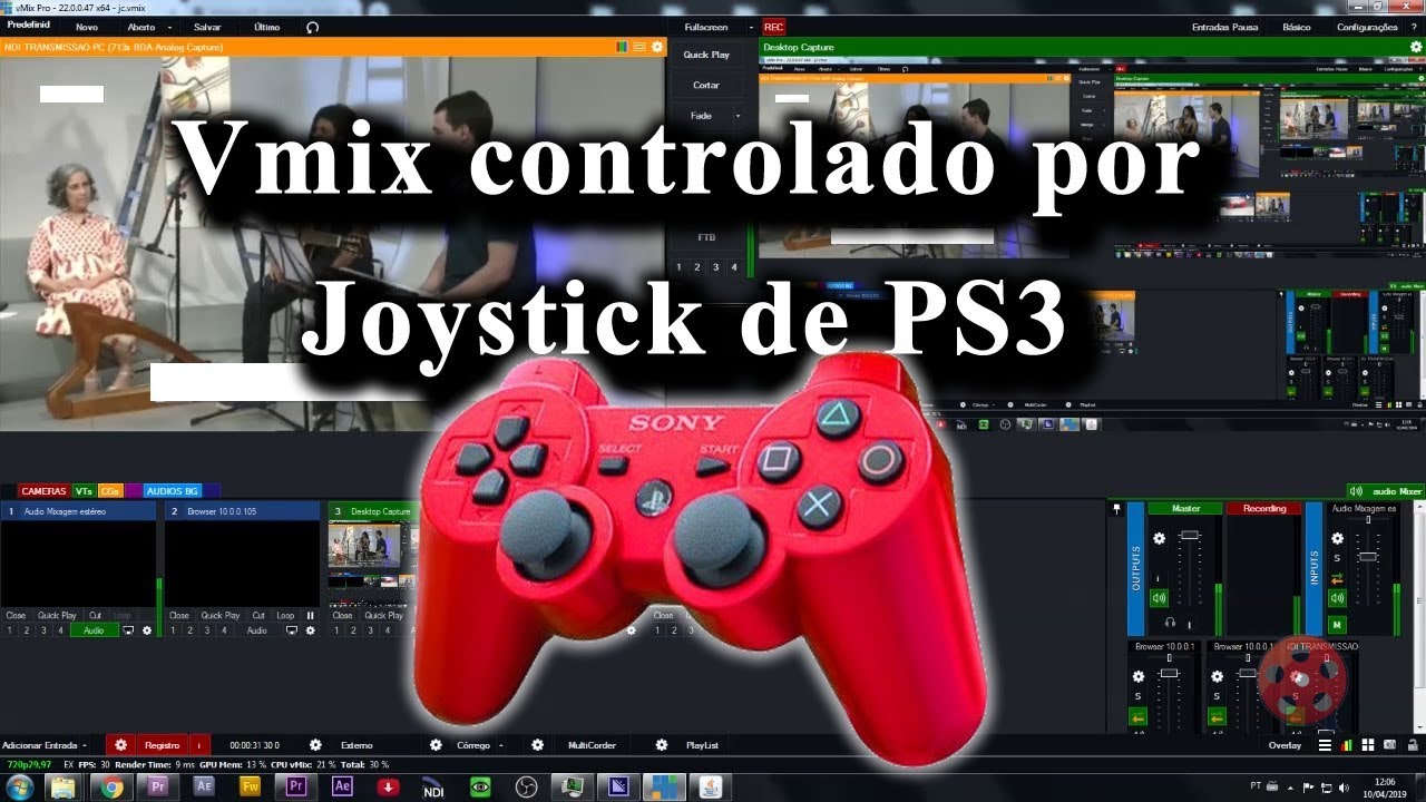 VMIX controlado por um Joystick de PS3 - 100% Funcional