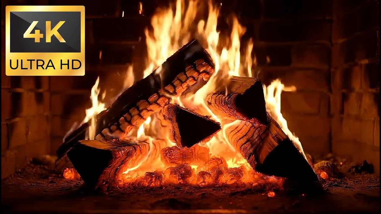 Rustic Cabin Fireplace 4K – Crackling Logs, Sparks & Ultra HD Fire Ambience