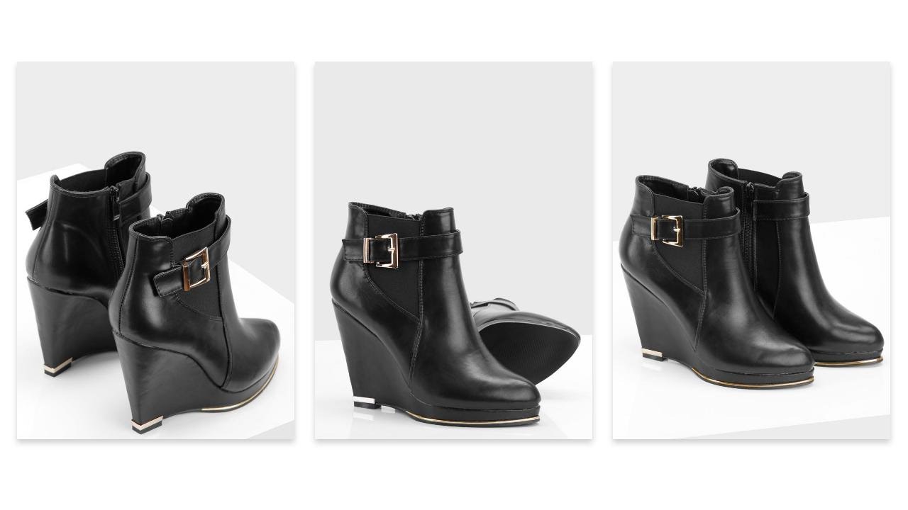 Czarne buty na koturnie Sarah - DeeZee.pl