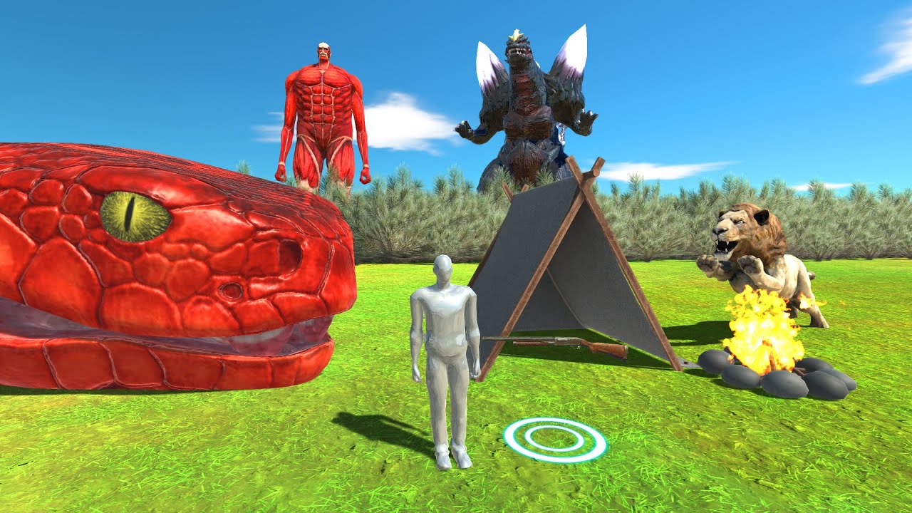Camping Against Space Godzilla and Titan - Animal Revolt Battle Simulator