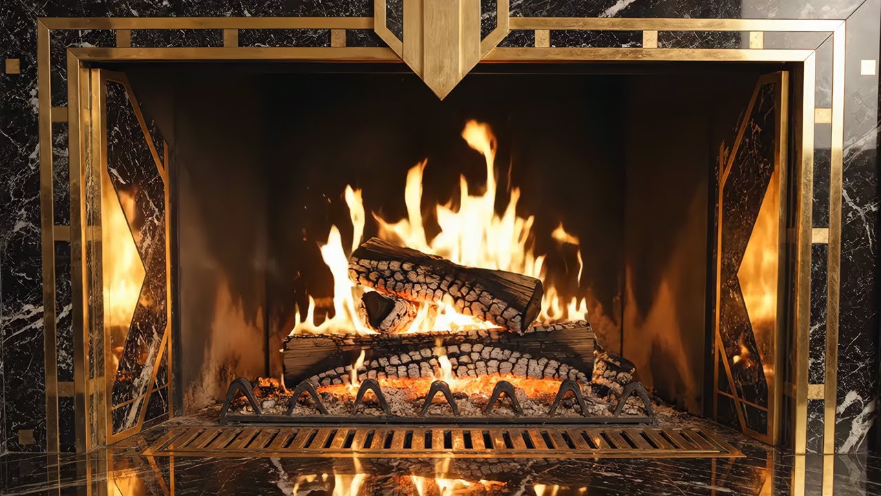 | 4K | Art Deco Fireplace in 4K – The Great Gatsby Luxury Ambience. 2 Hours of Crackling Fire Sounds