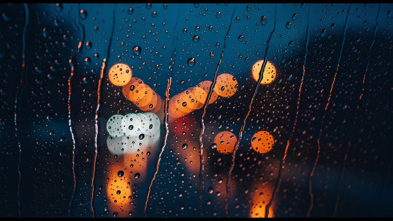 Rain on Window with Distant Traffic Sounds Relaxing City Night Ambience