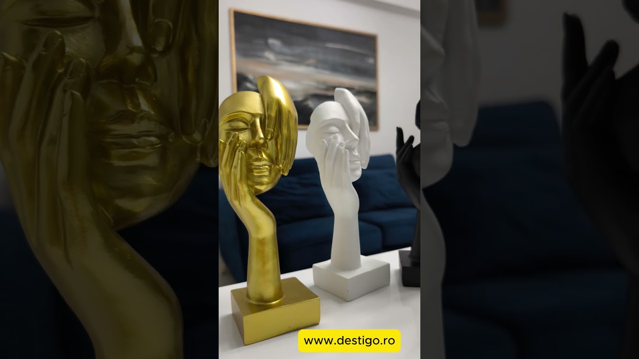 Statuete decorative diverse culori #alb #decor #auriu #interiordesign #luxury #negru #statuete