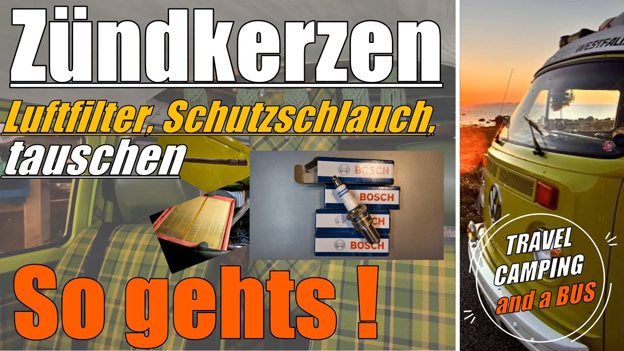 SCHUTZSCHLAUCH Gaszug - LUFTFILTER  - ZÜNDKERZEN tauschen am VW T2 Bus T3 Käfer Zündkerzen wechseln
